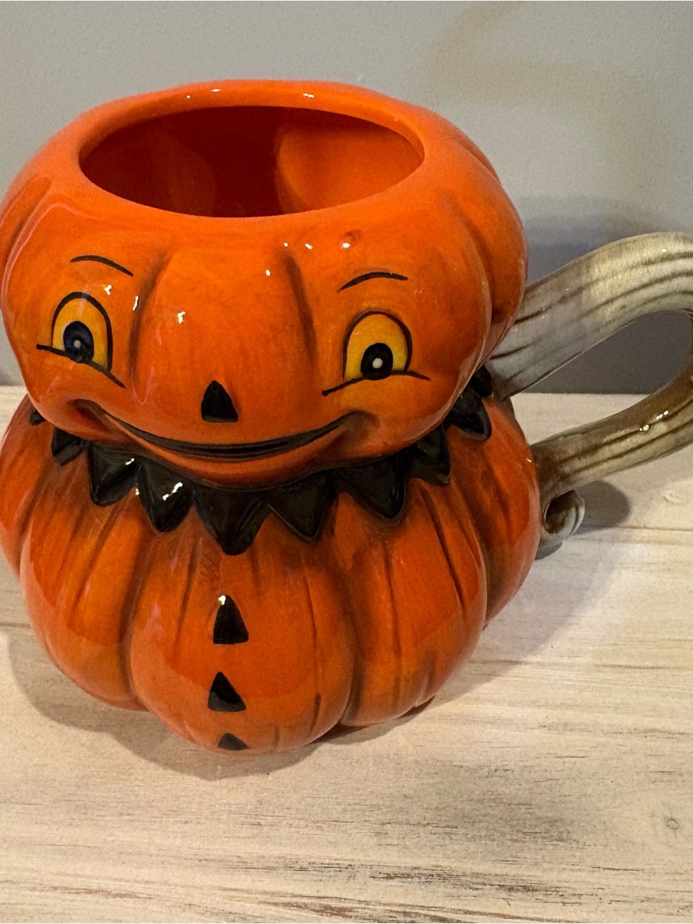 Johanna Parker Vintage Style Orange Ceramic Pumpkin Mug